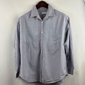 Women’s Vince Navy and White Striped Button Down Shirt